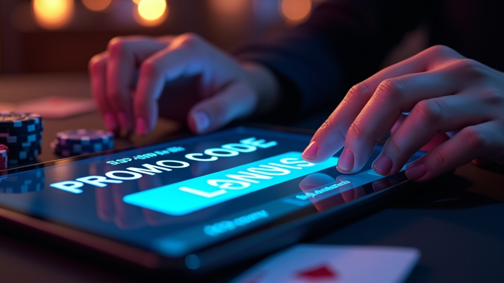 Pantalla con el campo para introducir un código de bono en un casino